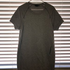 BCBG Maxazria Grey Shoulder Zipper Dress